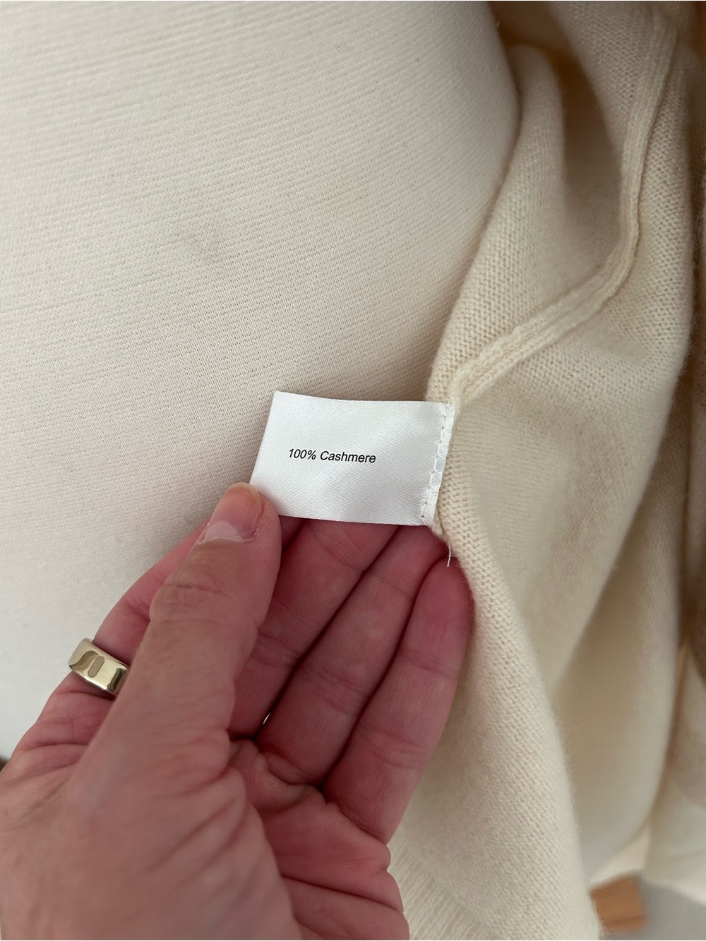 Cullen 100% Cashmere Cream & Tan Open Front Knit Draped Sweater Poncho Medium - Picture 6 of 7
